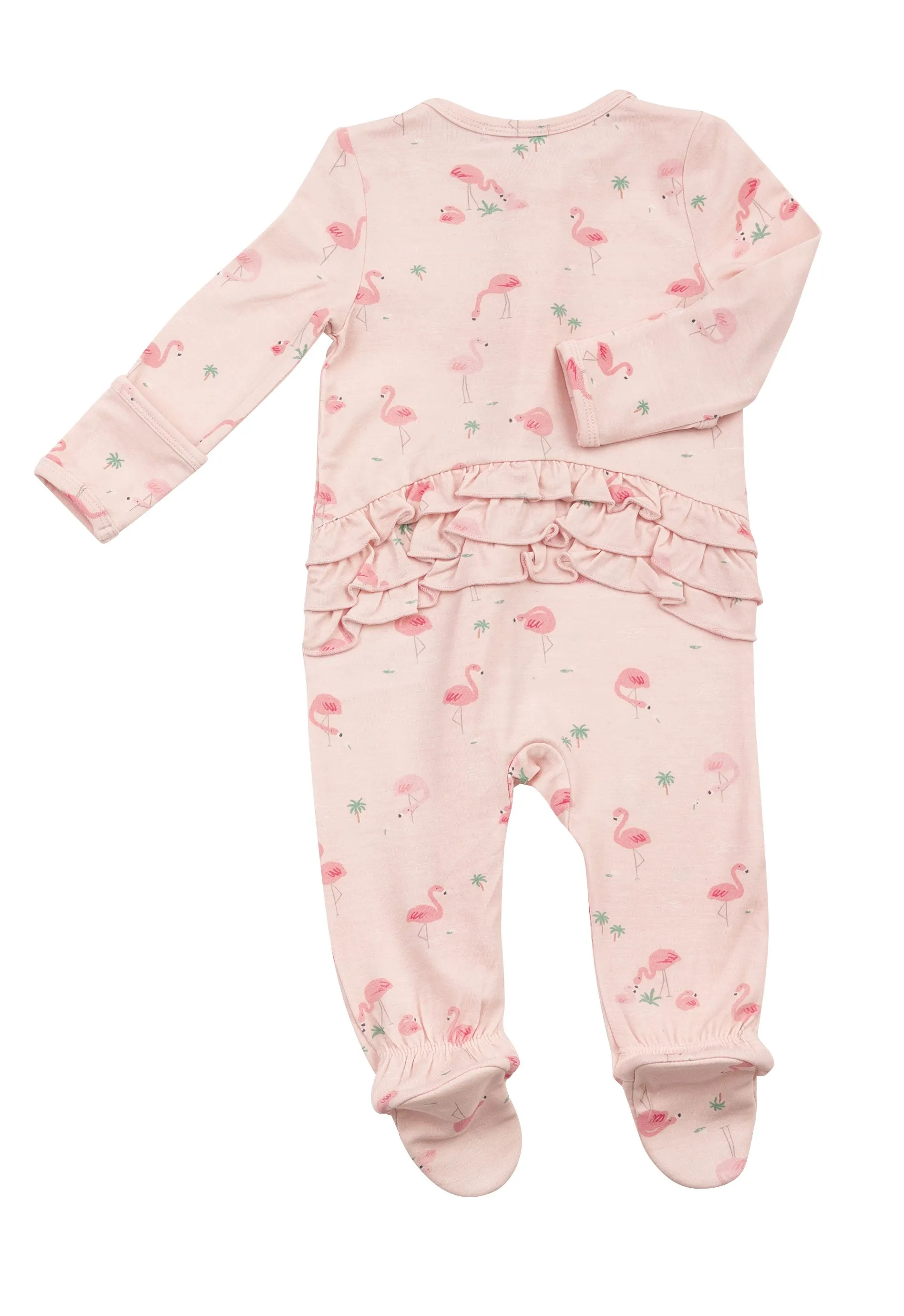Angel Dear Flamingos Ruffle Front Zipper Footie