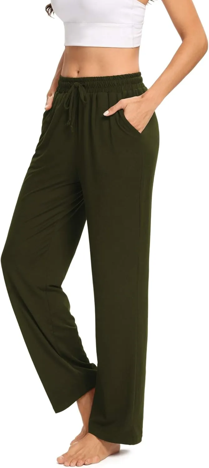 ARRIVE GUIDE Womens Yoga Sweatpants Comfy Lounge Pants with Pockets Wide Leg Loose Workout Joggers Casual Pajama Pants