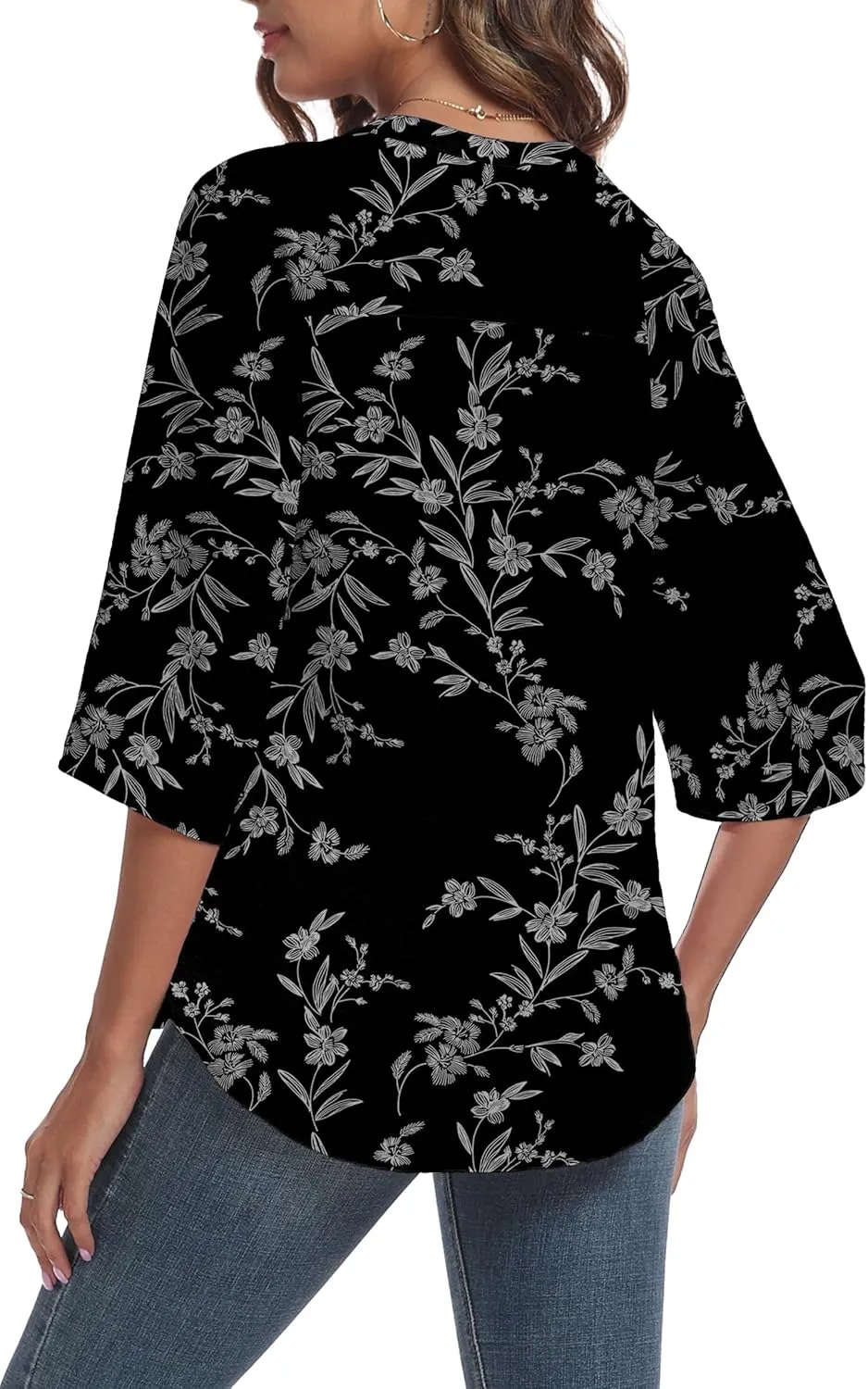 Askyes Women's 2025 Summer Chiffon Blouses Short Sleeve V Neck Tshirts Loose Casual Flowy Dressy Tops for Leggings Blouse