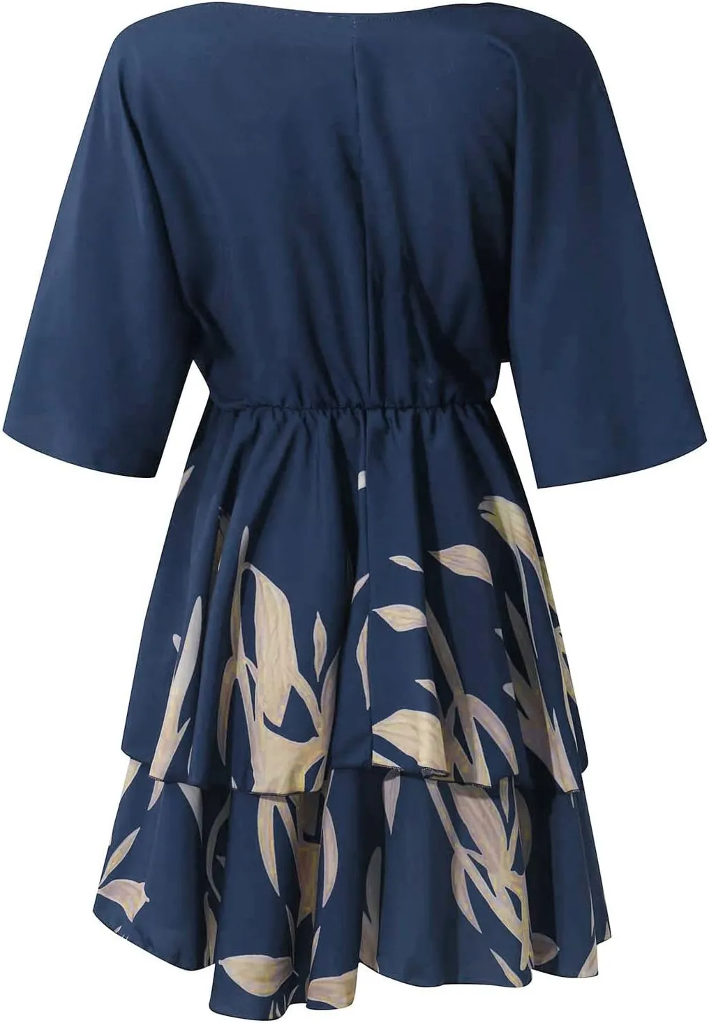 BAXLIMEK Beach Dresses for Women,2025 Elegant Deep V Neck Batwing Sleeve Mini Dress Flowy Ruched Tiered Print Vacation Dress