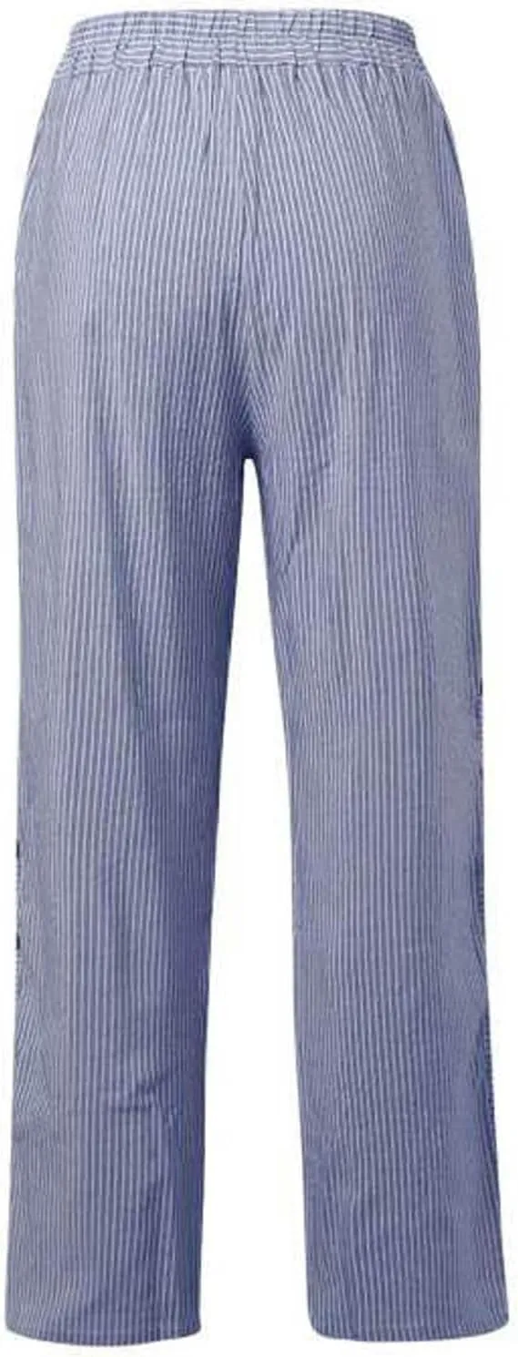 Casual Pants for Women Trendy Stripe Side Button Up Elastic Waist Straight Leg Trousers with Pocket