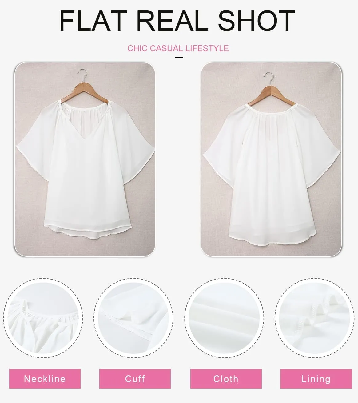 Dokotoo Womens Summer Tops V Neck Short Sleeve Shirts Business Work Chiffon Women Blouses