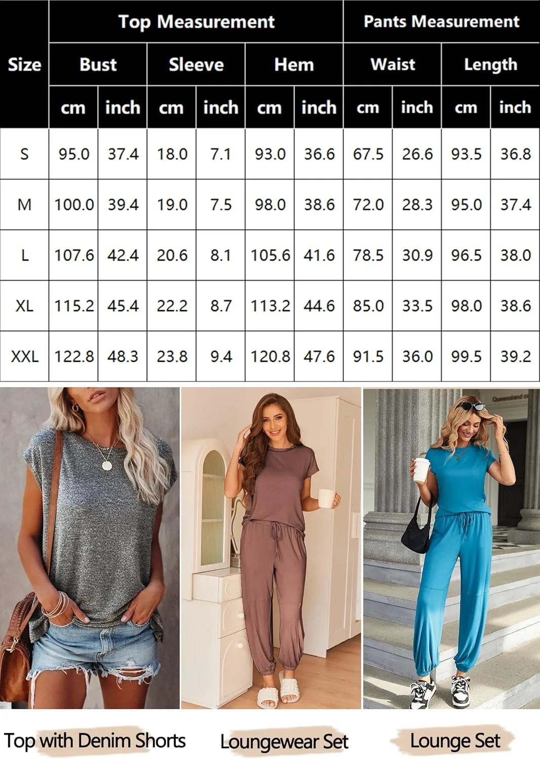 Ekouaer Pajamas for Women 2 Piece Lounge Sets Cap Sleeve Loungewear Top with Joggers Pants S-XXL