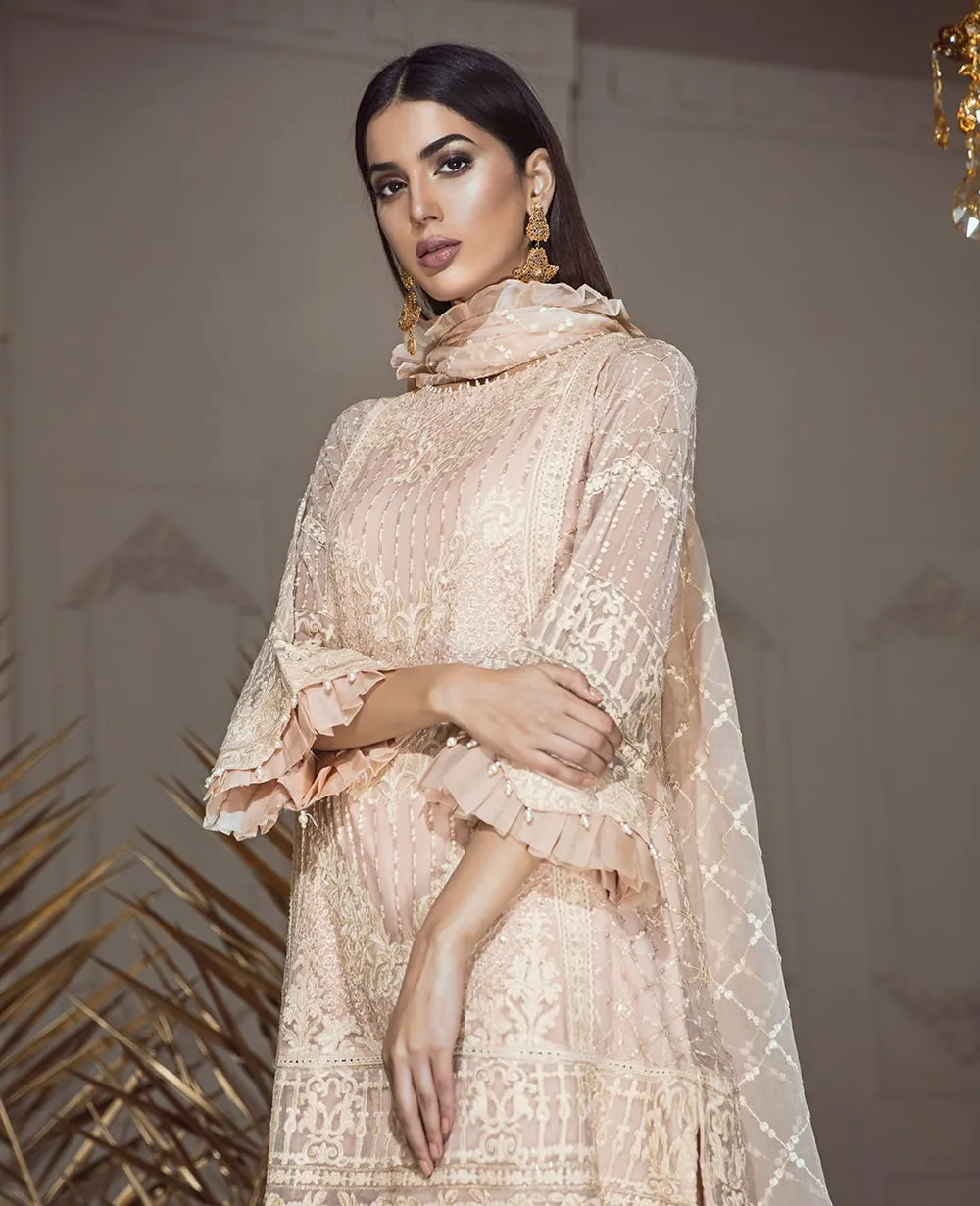 Eshaal Luxury Embroidered Chiffon Collection Vol-4 by Emaan Adeel – Peach Pearle