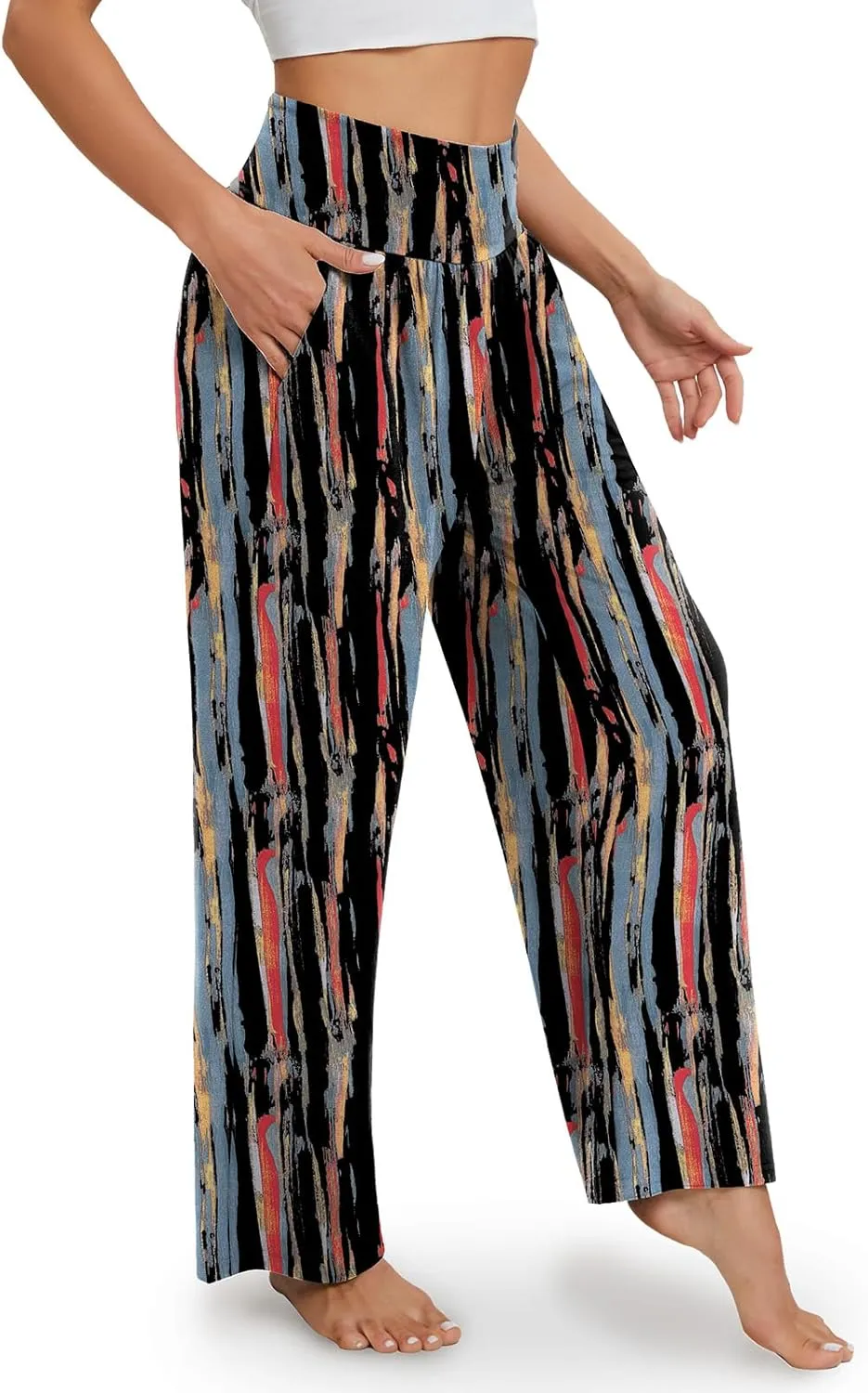 Gracyoga Wide Leg Yoga Pants for Women Casual Loose Cozy Sweatpants High Waisted Lounge Pajama Flowy Pants With Pockets