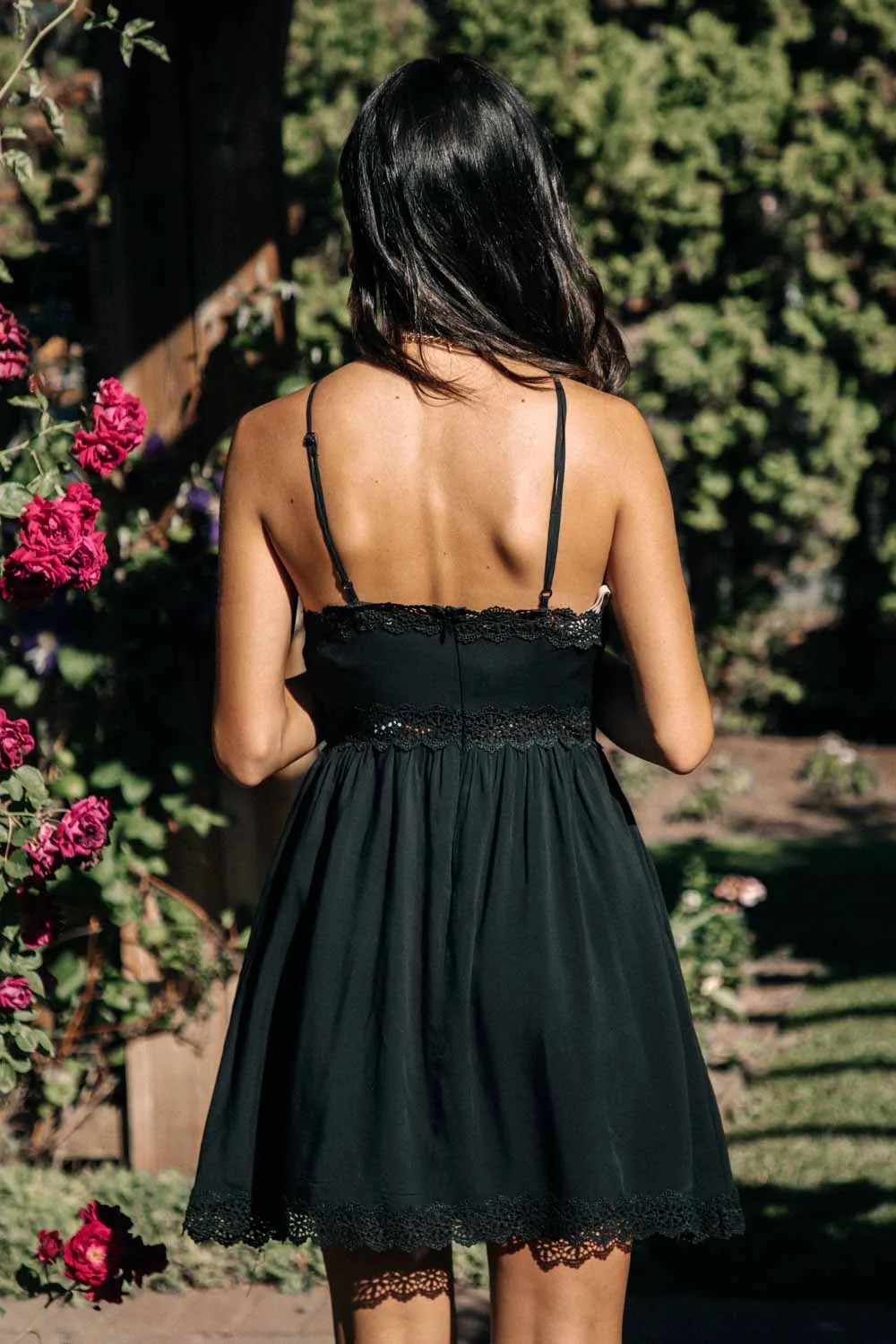 Hailey Lace Halter Dress in Black - FINAL SALE