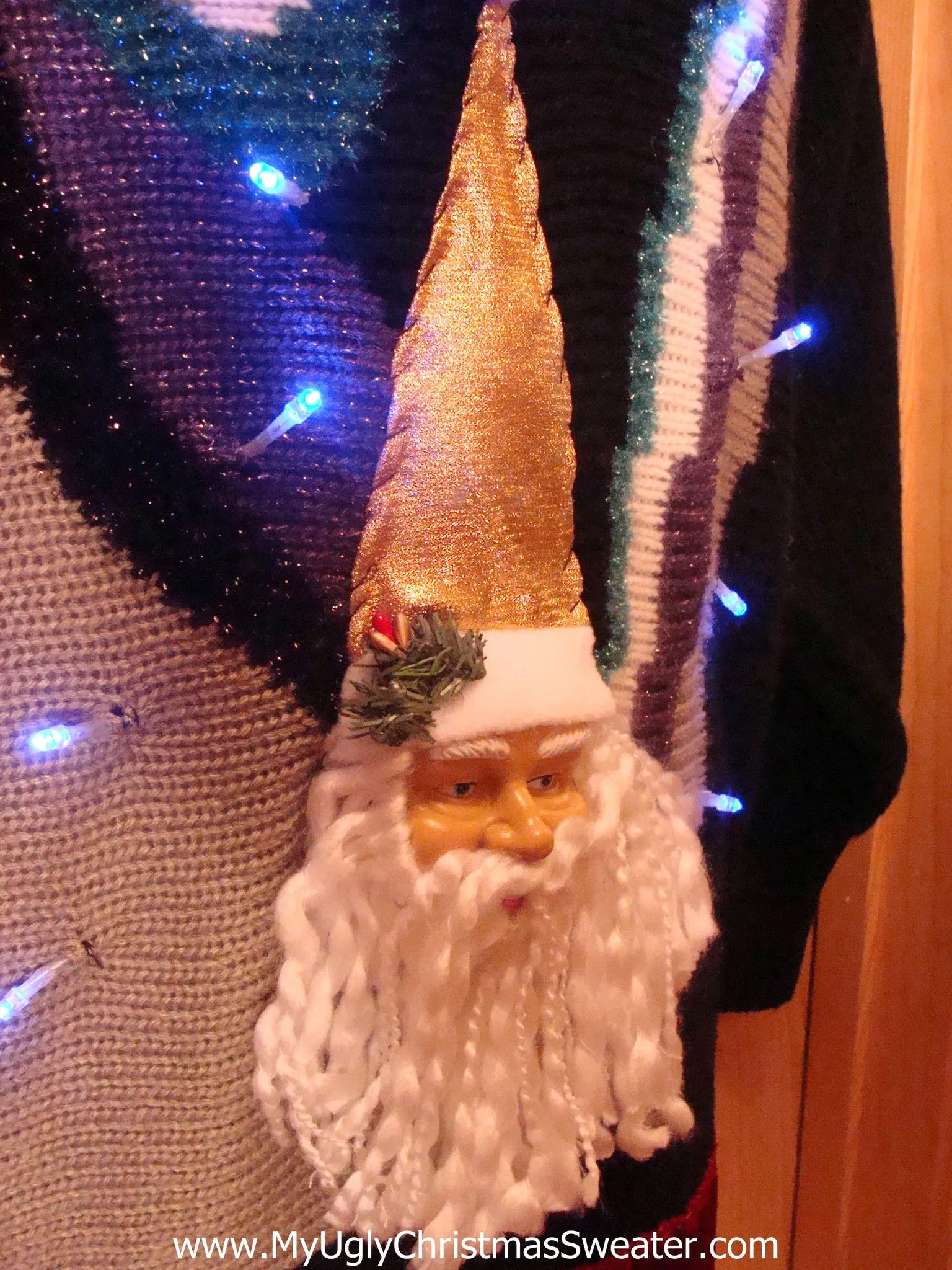 Light Up 80s Christmas Sweater with 3D Santa Fringe