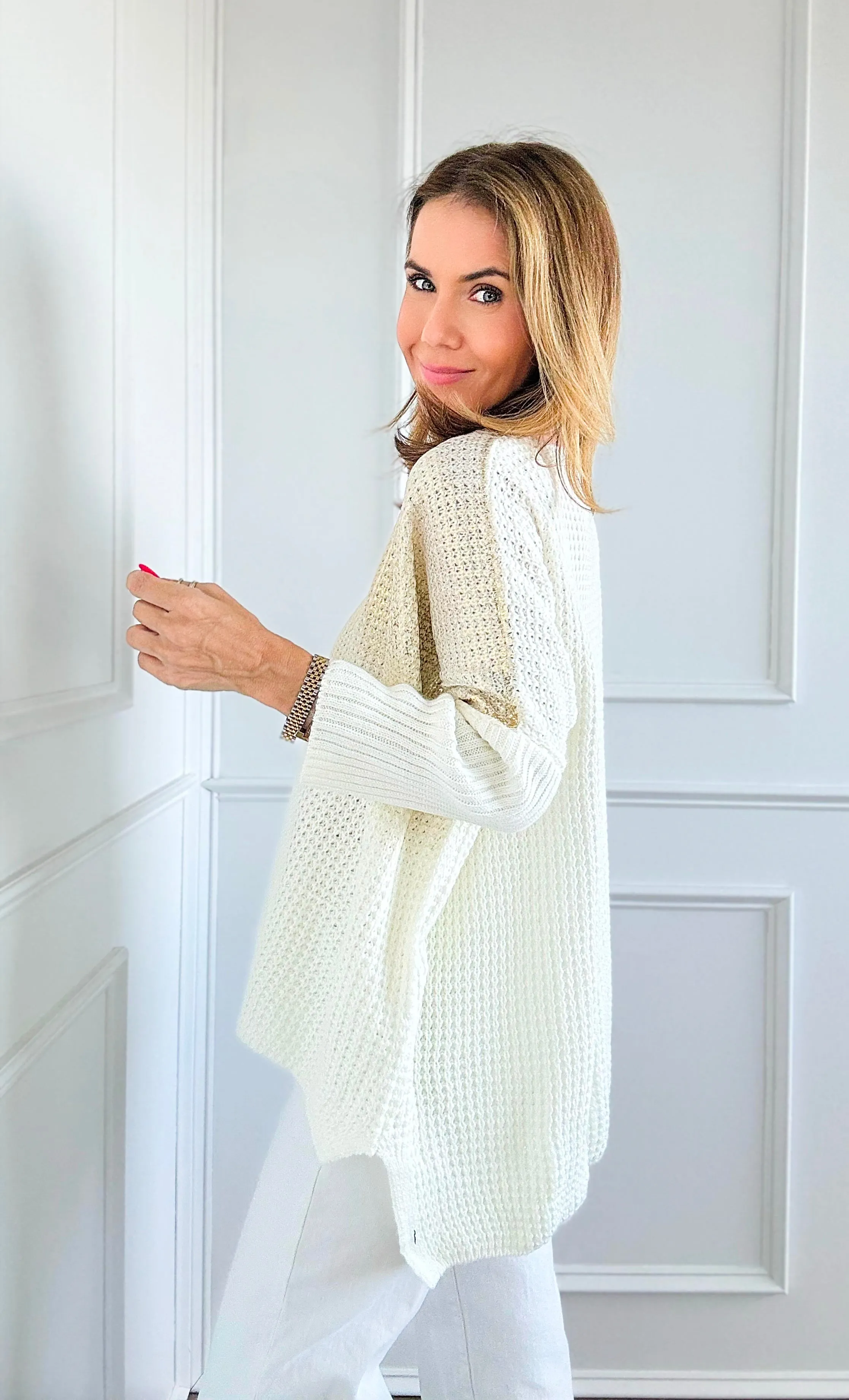 Luminous Italian Sweater- Ivory/Gold