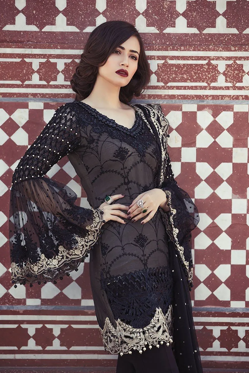MARIA.B. MBROIDERED Luxury Eid Collection 2018 Vol-1 – Black & Ivory (BD-1302)