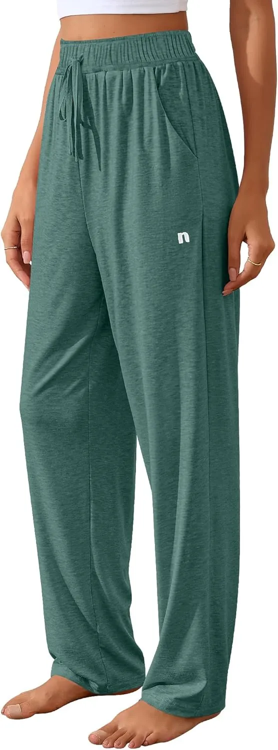 Neer 3 Pack Women's Wide Leg Pants High Waist Sweatpants Yoga Palazzo Drawstring Lounge Pajamas Jogger Pants with Pockets