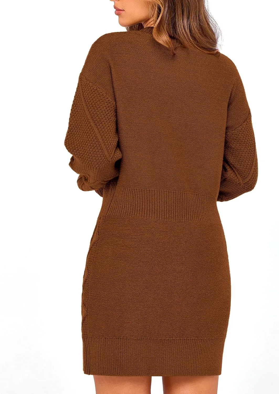 PRETTYGARDEN Women's Winter Long Sleeve Short Sweater Dress Chunky Ribbed Knit Tunic Pullover Oversized Fall Sweaters
