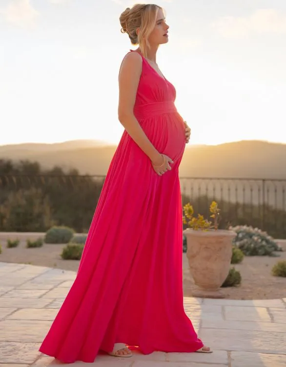 Red Chiffon Matenrity Light Weight Baby shower Dress