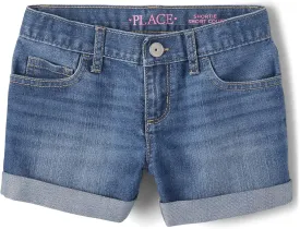 The Children's Place Girls Roll Cuff Denim Shortie