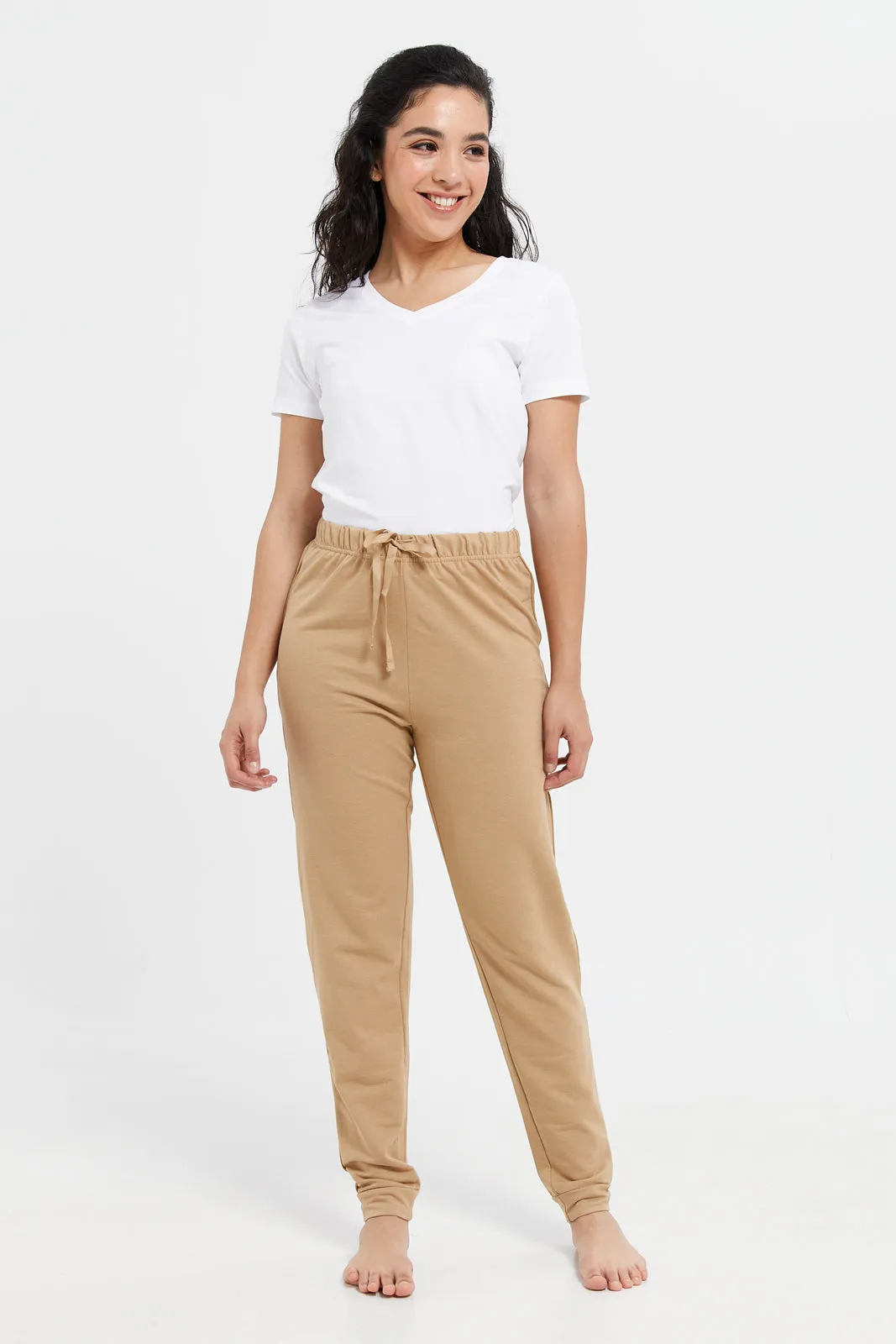 Women Beige Pajama Bottom