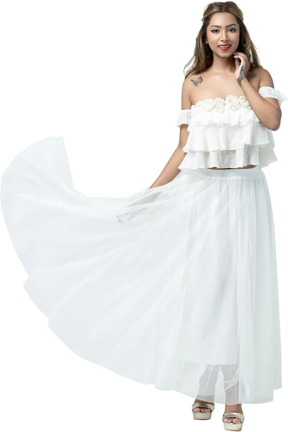 Women's A-Line Fairy Elastic Waist Tulle Skirt A-Line Midi Skirts