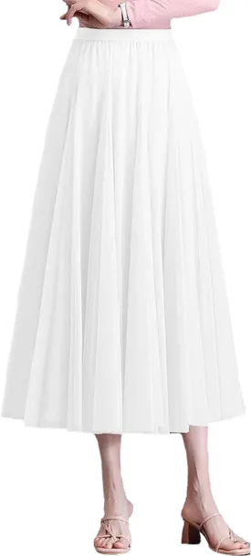 Women's A-Line Fairy Elastic Waist Tulle Skirt A-Line Midi Skirts