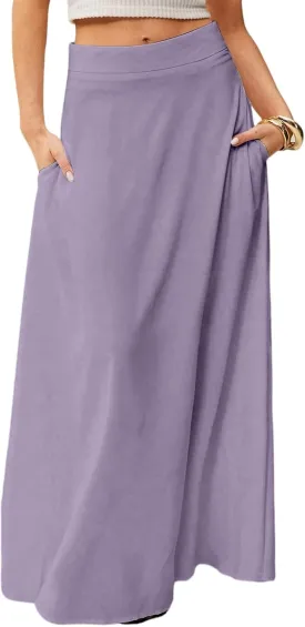 Women's Boho Dresses 2025 Floral Skirt Casual Elastic High Waist Maxi Skirts Flowy A Line Beach Long Skirt, S-2XL