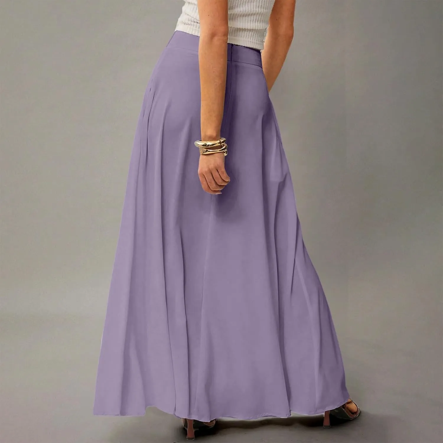 Women's Boho Dresses 2025 Floral Skirt Casual Elastic High Waist Maxi Skirts Flowy A Line Beach Long Skirt, S-2XL