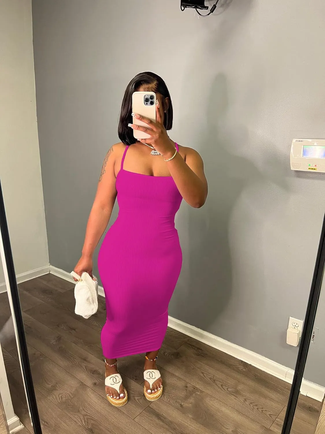 Women's Casual Short Sleeve Dress T Shirt Bodycon Dresses Ribbed V Neck Maxi Sundress Basic Party Club Dress with Pocket