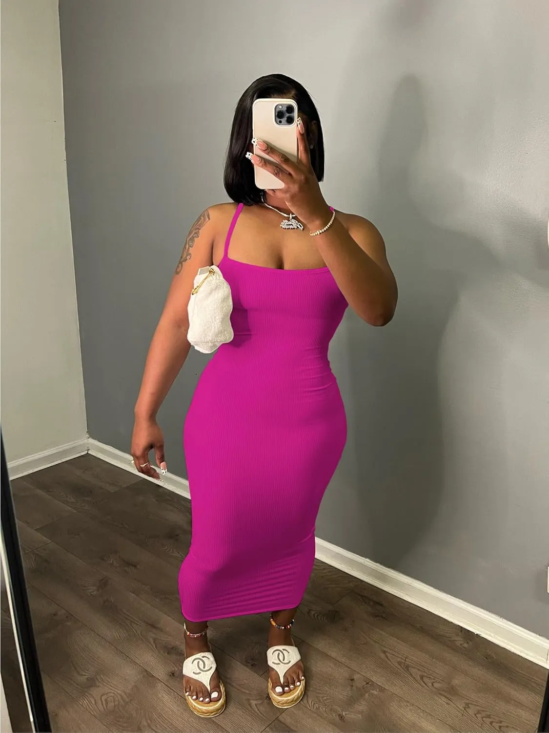 Women's Casual Short Sleeve Dress T Shirt Bodycon Dresses Ribbed V Neck Maxi Sundress Basic Party Club Dress with Pocket