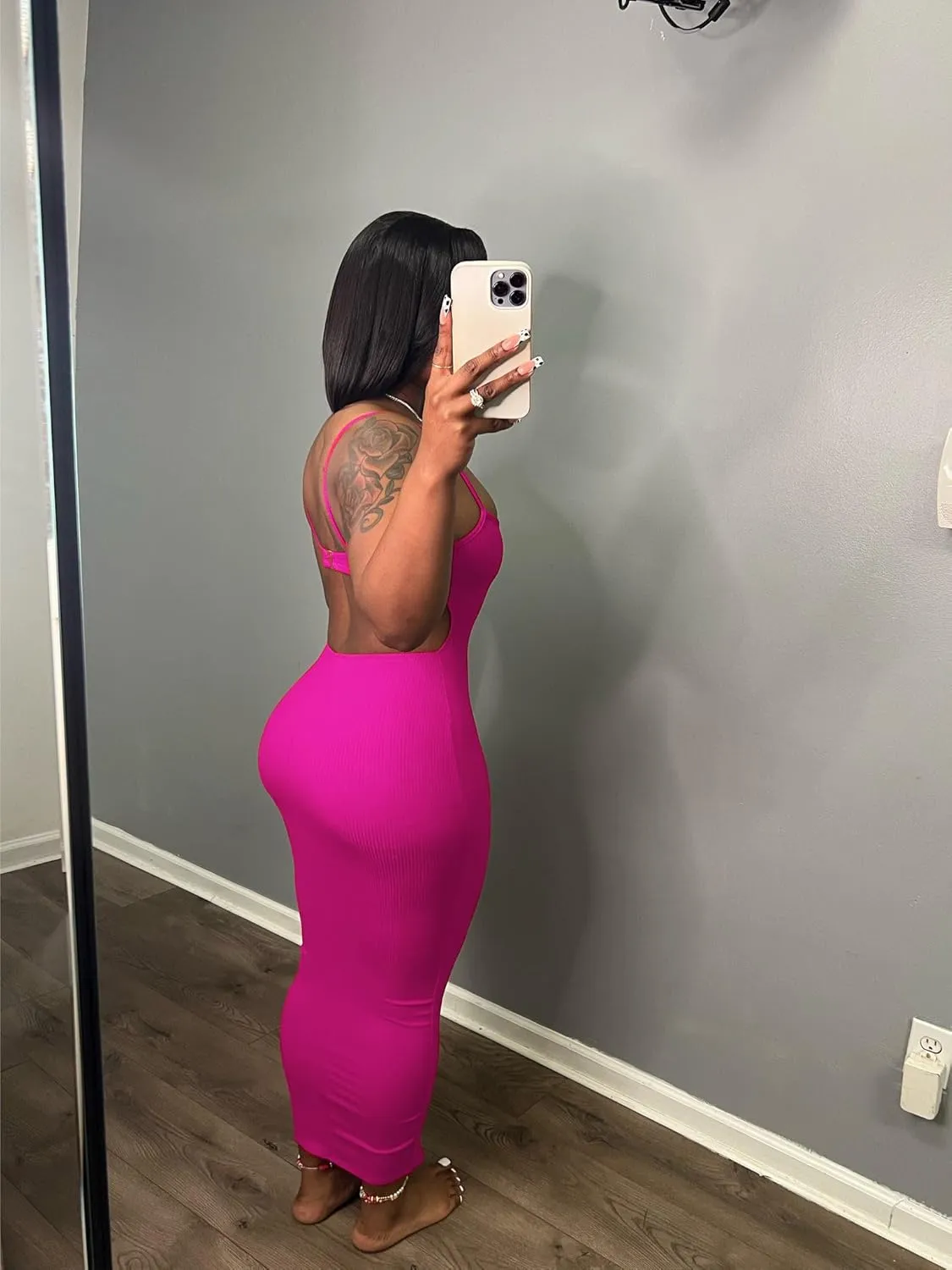 Women's Casual Short Sleeve Dress T Shirt Bodycon Dresses Ribbed V Neck Maxi Sundress Basic Party Club Dress with Pocket