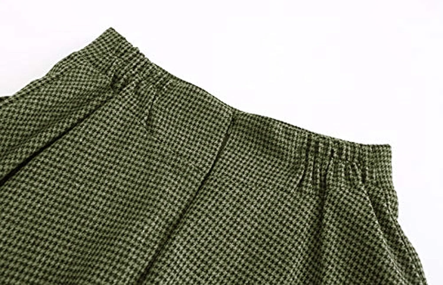 Women's High Waist Plaid Wool Maxi Skirt Thickened A-Line Long Flared Skirt