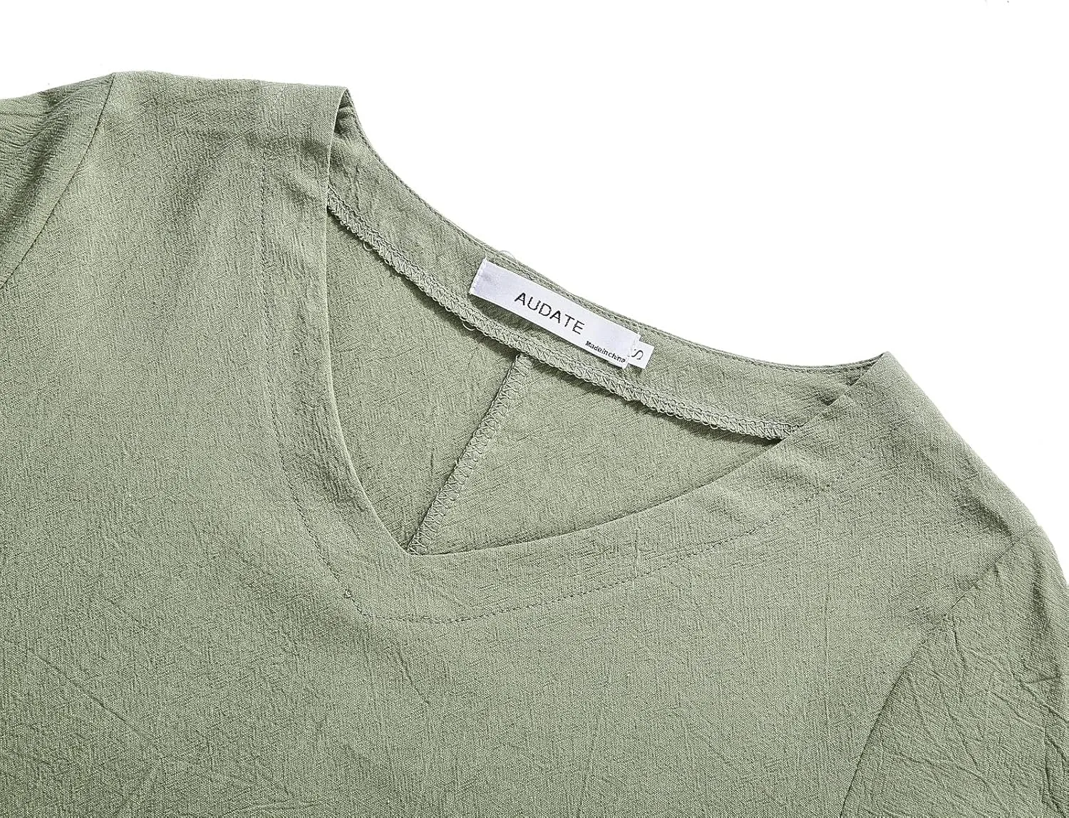 Women's Short Sleeve T Shirt Dress Casual Cotton Linen Knee-Long Dress V Neck Summer Beach Dress with Pockets