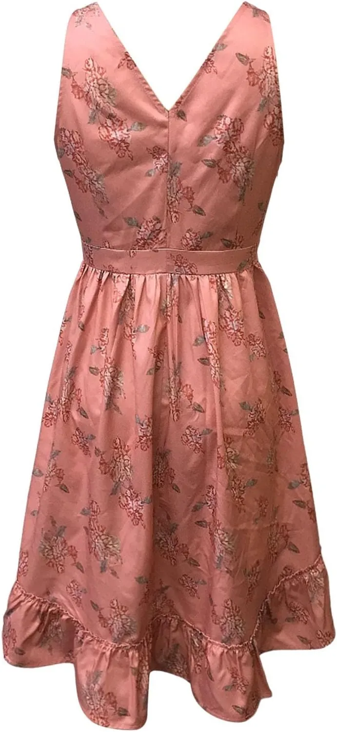 Womens Summer Vintage Western Dresses Sexy Spaghetti Strap Dress Deep V Neck Tie Front A Line Lace Trim Beach Mini Dress