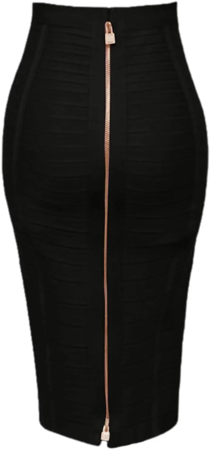 Women's Wrap Skirt Bodycon Pencil Skirts High Waist Knee Length Back Zipper Business Bandage Sexy Solid Color Skirt